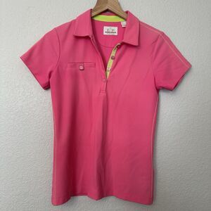 EP Pro Tour Tech Top Womens Small Casual Short Sleeve Golf Polo Shirt Hot Pink